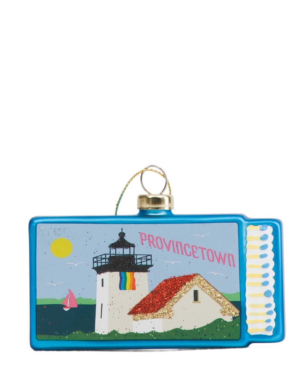 Furbish Studio Provincetown Lighthouse Glass Ornament - Blue (Cross Posted)